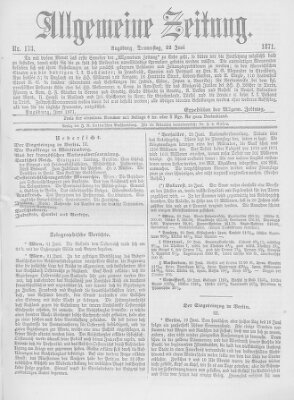 Allgemeine Zeitung Donnerstag 22. Juni 1871