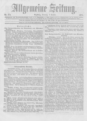 Allgemeine Zeitung Sonntag 1. Oktober 1871