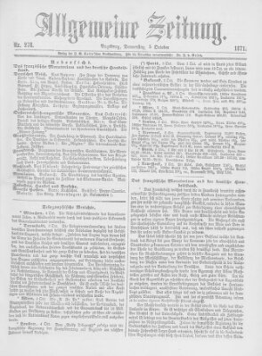 Allgemeine Zeitung Donnerstag 5. Oktober 1871