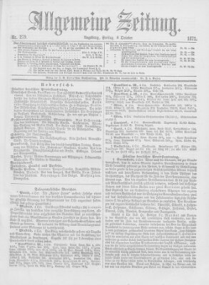 Allgemeine Zeitung Freitag 6. Oktober 1871