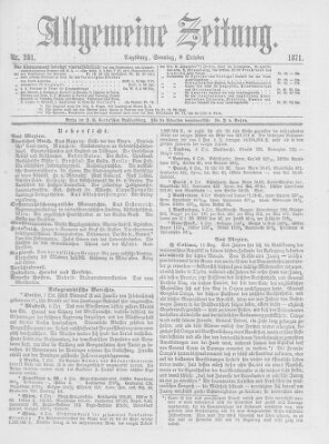 Allgemeine Zeitung Sonntag 8. Oktober 1871