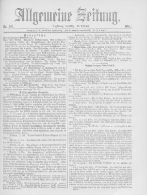 Allgemeine Zeitung Sonntag 15. Oktober 1871