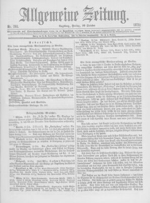 Allgemeine Zeitung Freitag 20. Oktober 1871