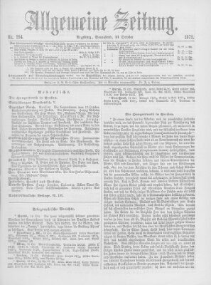 Allgemeine Zeitung Samstag 21. Oktober 1871