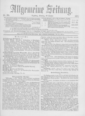 Allgemeine Zeitung Sonntag 22. Oktober 1871