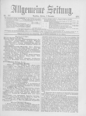 Allgemeine Zeitung Freitag 3. November 1871