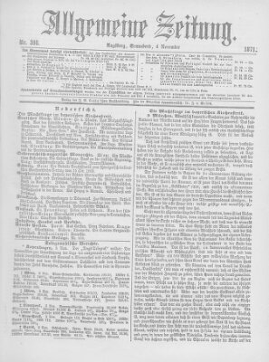 Allgemeine Zeitung Samstag 4. November 1871