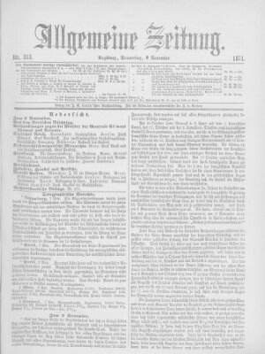 Allgemeine Zeitung Donnerstag 9. November 1871