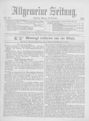 Allgemeine Zeitung Montag 13. November 1871