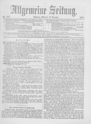 Allgemeine Zeitung Mittwoch 15. November 1871