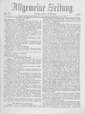 Allgemeine Zeitung Freitag 17. November 1871