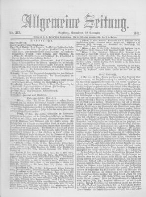 Allgemeine Zeitung Samstag 18. November 1871