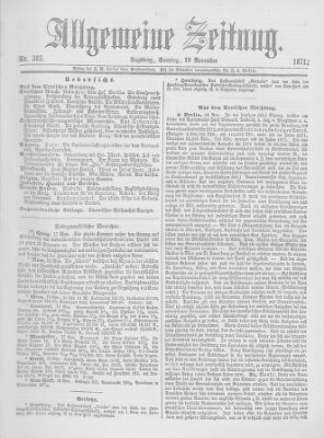 Allgemeine Zeitung Sonntag 19. November 1871