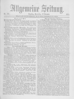 Allgemeine Zeitung Donnerstag 23. November 1871