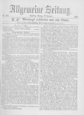 Allgemeine Zeitung Montag 27. November 1871