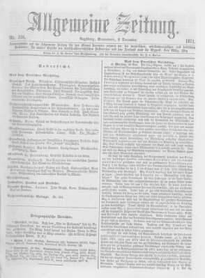 Allgemeine Zeitung Samstag 2. Dezember 1871