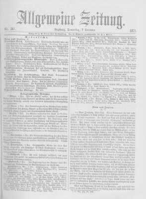 Allgemeine Zeitung Donnerstag 7. Dezember 1871