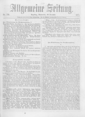 Allgemeine Zeitung Samstag 16. Dezember 1871