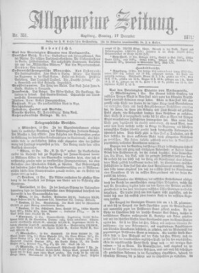 Allgemeine Zeitung Sonntag 17. Dezember 1871