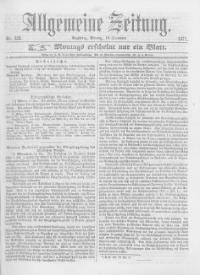 Allgemeine Zeitung Montag 18. Dezember 1871