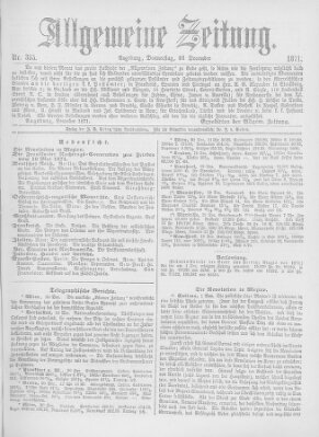 Allgemeine Zeitung Donnerstag 21. Dezember 1871