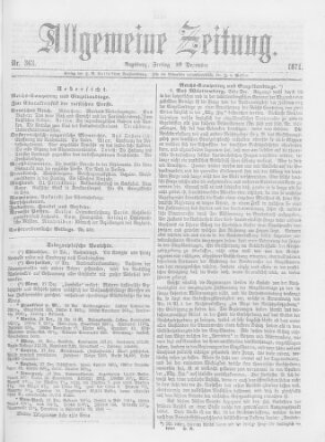 Allgemeine Zeitung Freitag 29. Dezember 1871