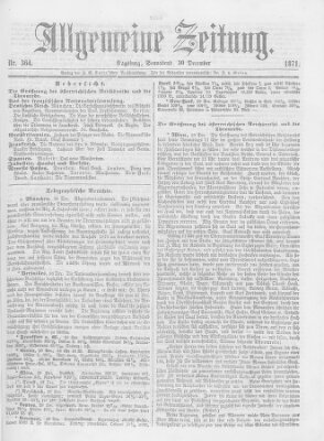 Allgemeine Zeitung Samstag 30. Dezember 1871