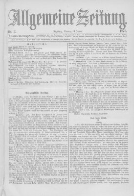 Allgemeine Zeitung Sonntag 3. Januar 1875