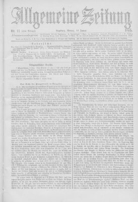 Allgemeine Zeitung Montag 11. Januar 1875