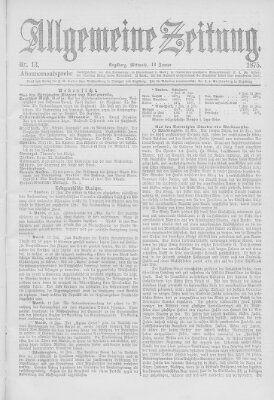 Allgemeine Zeitung Mittwoch 13. Januar 1875