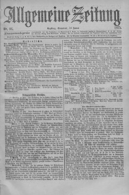 Allgemeine Zeitung Samstag 16. Januar 1875