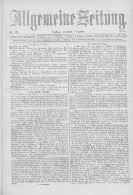 Allgemeine Zeitung Samstag 23. Januar 1875