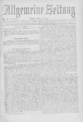 Allgemeine Zeitung Montag 25. Januar 1875