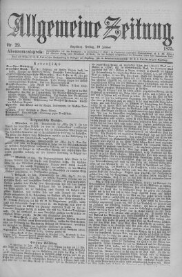 Allgemeine Zeitung Freitag 29. Januar 1875