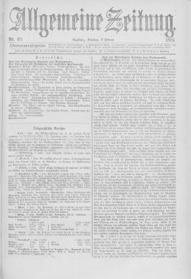 Allgemeine Zeitung Dienstag 9. Februar 1875