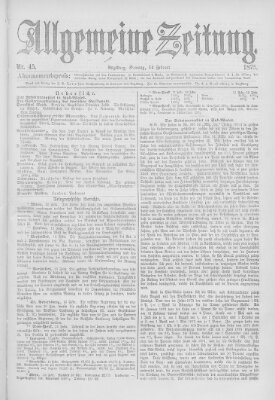 Allgemeine Zeitung Sonntag 14. Februar 1875