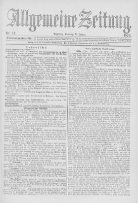 Allgemeine Zeitung Sonntag 11. Januar 1874