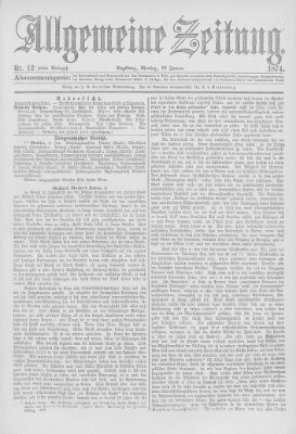 Allgemeine Zeitung Montag 12. Januar 1874