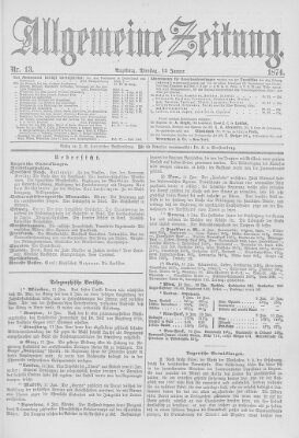 Allgemeine Zeitung Dienstag 13. Januar 1874