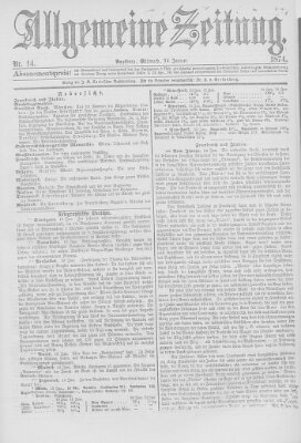 Allgemeine Zeitung Mittwoch 14. Januar 1874