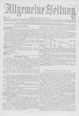 Allgemeine Zeitung Donnerstag 15. Januar 1874