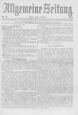 Allgemeine Zeitung Freitag 16. Januar 1874