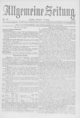 Allgemeine Zeitung Samstag 17. Januar 1874