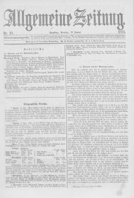 Allgemeine Zeitung Sonntag 18. Januar 1874