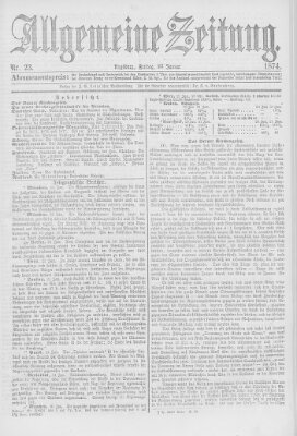 Allgemeine Zeitung Freitag 23. Januar 1874