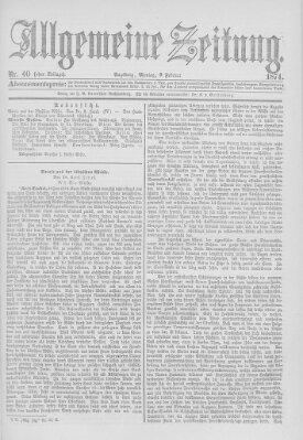 Allgemeine Zeitung Montag 9. Februar 1874