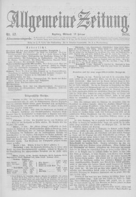 Allgemeine Zeitung Mittwoch 11. Februar 1874