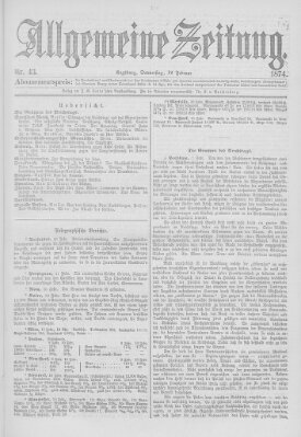 Allgemeine Zeitung Donnerstag 12. Februar 1874