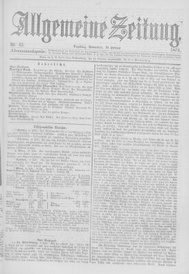 Allgemeine Zeitung Samstag 14. Februar 1874