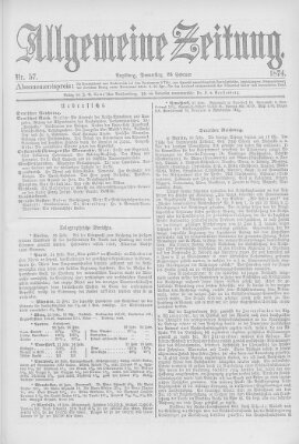 Allgemeine Zeitung Donnerstag 26. Februar 1874